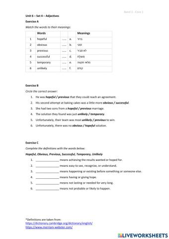 Band 3 (Core 1) - Unit 6 - Set 4