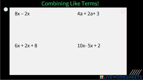 Introduction to Combining like terms