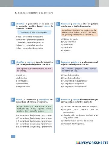 Sustantivo y adjetivo