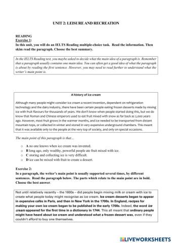 Mindset IELTS 2 - Homework Unit 2 - Reading