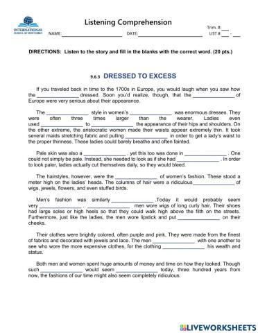 9.6.3 Dressed Listening Comprehension