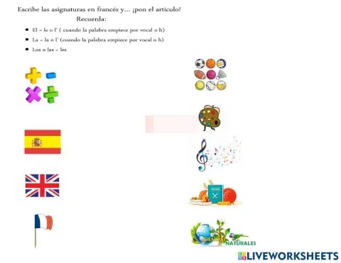 Asignaturas en francés