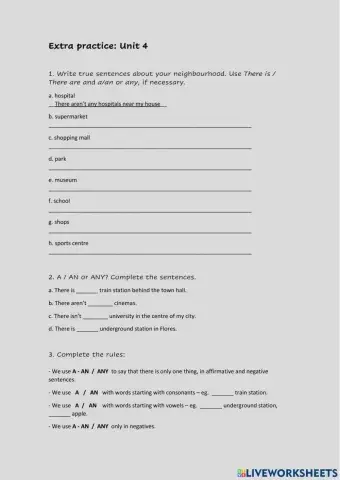 Practice: there is-there are, a-an-any