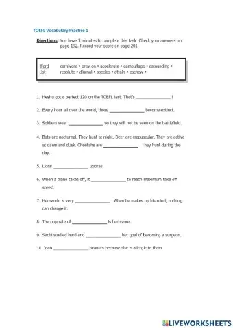 TOEFL Vocabulary Practice 1