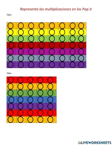 Representación de la multiplicación con Pop It