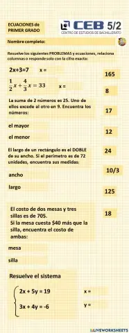 SISTEMAS de ecuaciones de primer grado