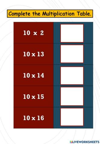 Multiplicatioin table