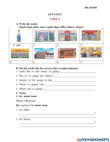 Let's go 3 unit 3 places ms.hanh