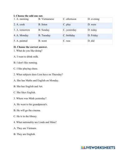 Bài tập tiếng anh lớp 4