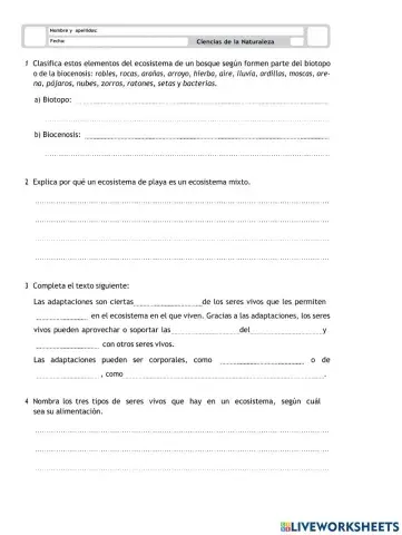 Ciencias naturales tema 2 ecosistemas