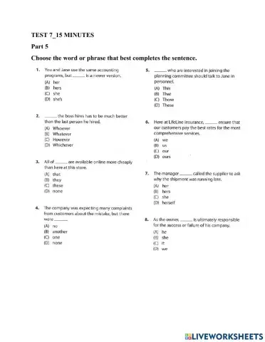 Reading Test 7