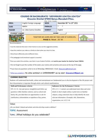 ¿What holidays do you celebrate?