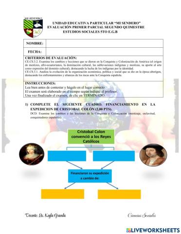 Examen 1P- 2Q 5to grado