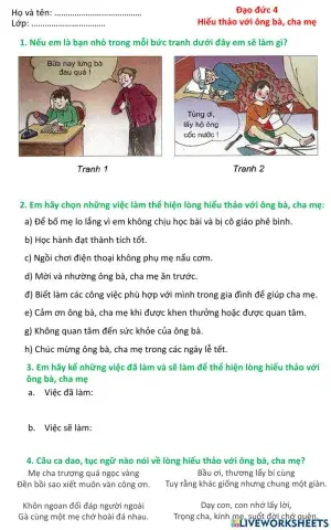 Đạo đức 4 - Hiếu thảo với ông bà cha mẹ