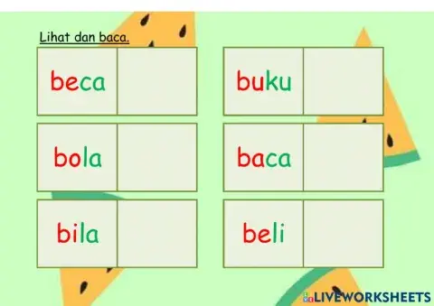 Suku kata kv b - lihat dan baca