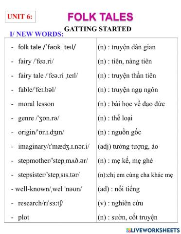 English 8- unit 6- getting started