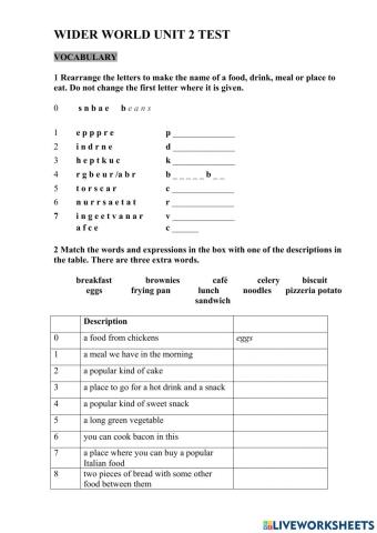 WiderWorld1 Unit 2 test