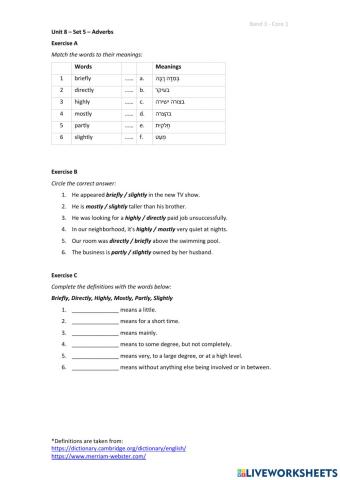 Band 3 (Core 1) - Unit 8 - Set 5
