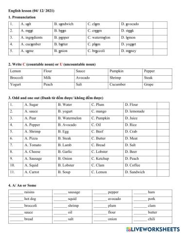 Group 4 Food cont + Count-Uncount