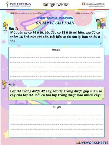 Phiếu ôn tập về giải toán