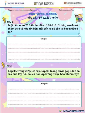 Phiếu ôn tập về giải toán