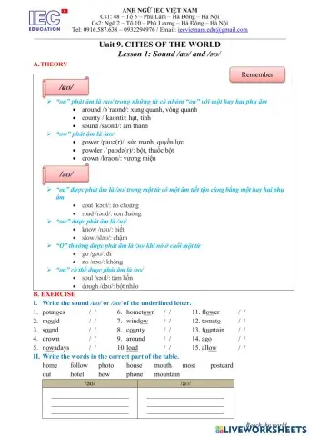 Unit 9 : Grade 6 : Cities Of The World
