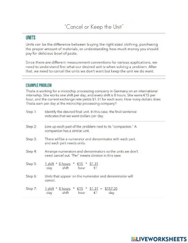 Cancel or Keep the Unit