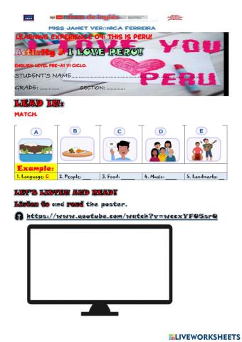 Activity 3: I LOVE PERU!