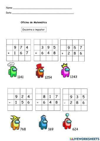 Adiçaõ e subtração