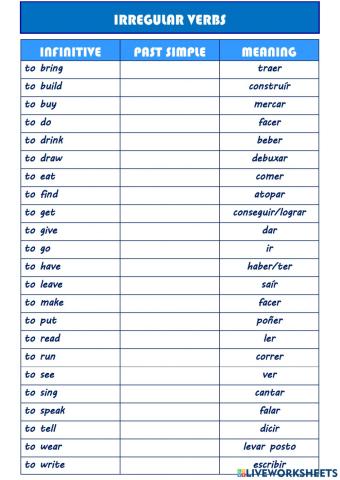 Irregular verbs
