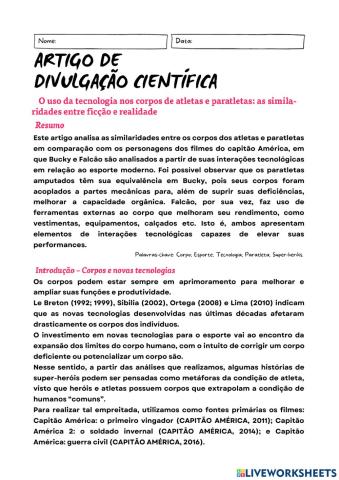 Artigo de Divulgação Científica