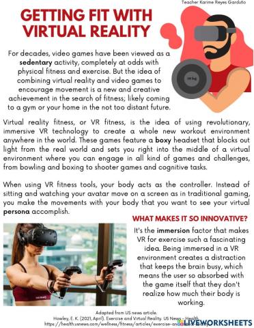 Fitness Virtual Reality - Reading Comprehension