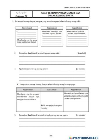PELAJARAN 24 ADAB TERHADAP ORANG SAKIT DAN KURANG UPAYA