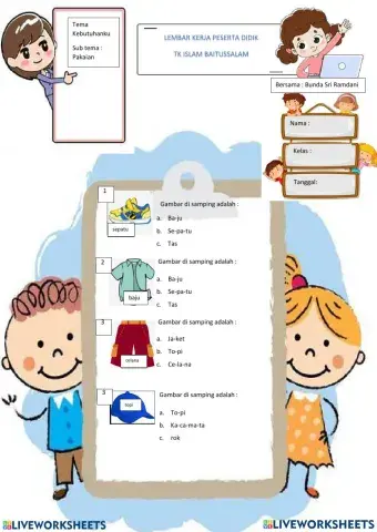 Tema kebutuhanku-sub tema pakaian