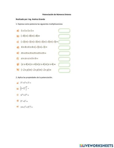 Potenciación de Números Enteros