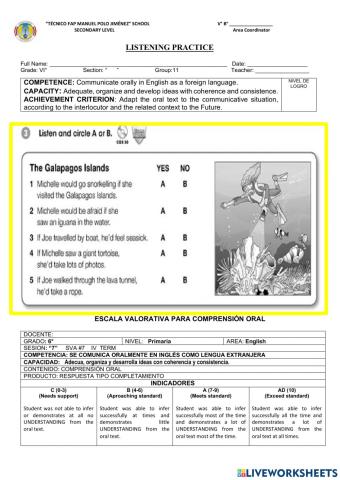 Listening practice - galapagos islands