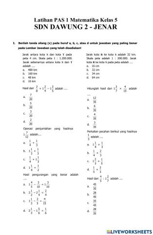 Latihan PAS 1 Matematika