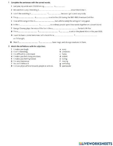 Vocabulary on tv shows  and movies