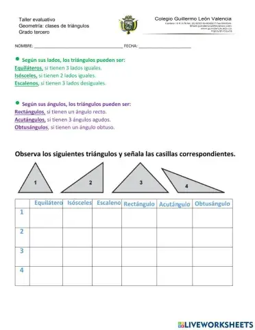 Taller clases de triangulos