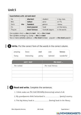 Superlative adjectives