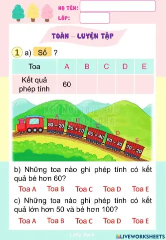 Ôn tập phép cộng, trừ trong phạm vi 100