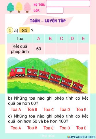 Ôn tập phép cộng, trừ trong phạm vi 100