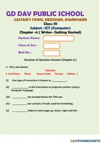 Question Answer of Chapter 6