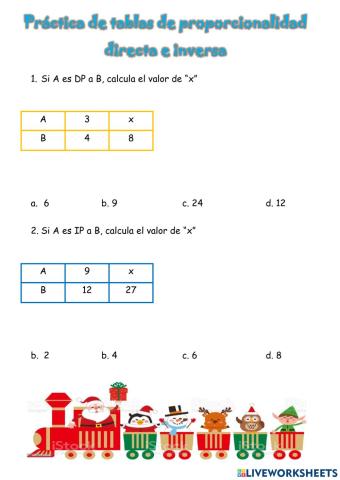 Tablas de proporcionalidad