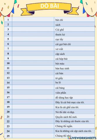 Dò bài lớp 3 6-12