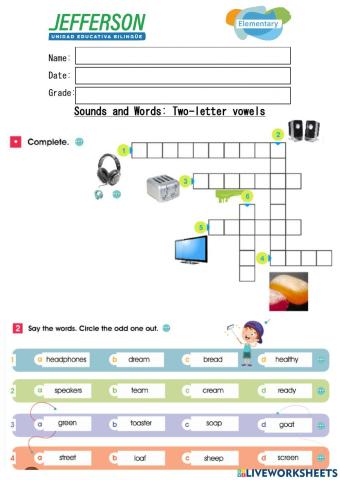 Sounds and words: Two-letter vowels