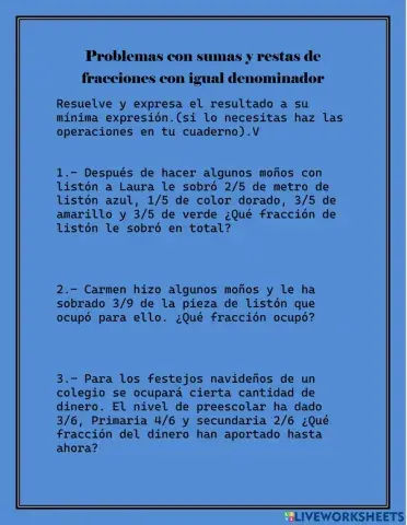 Problemas con sumas y restas de fracciones