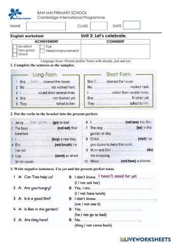Present perfect tense