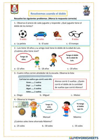 Resolvemos usando el doble.