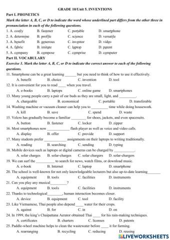 Grade 10-11: Inventions